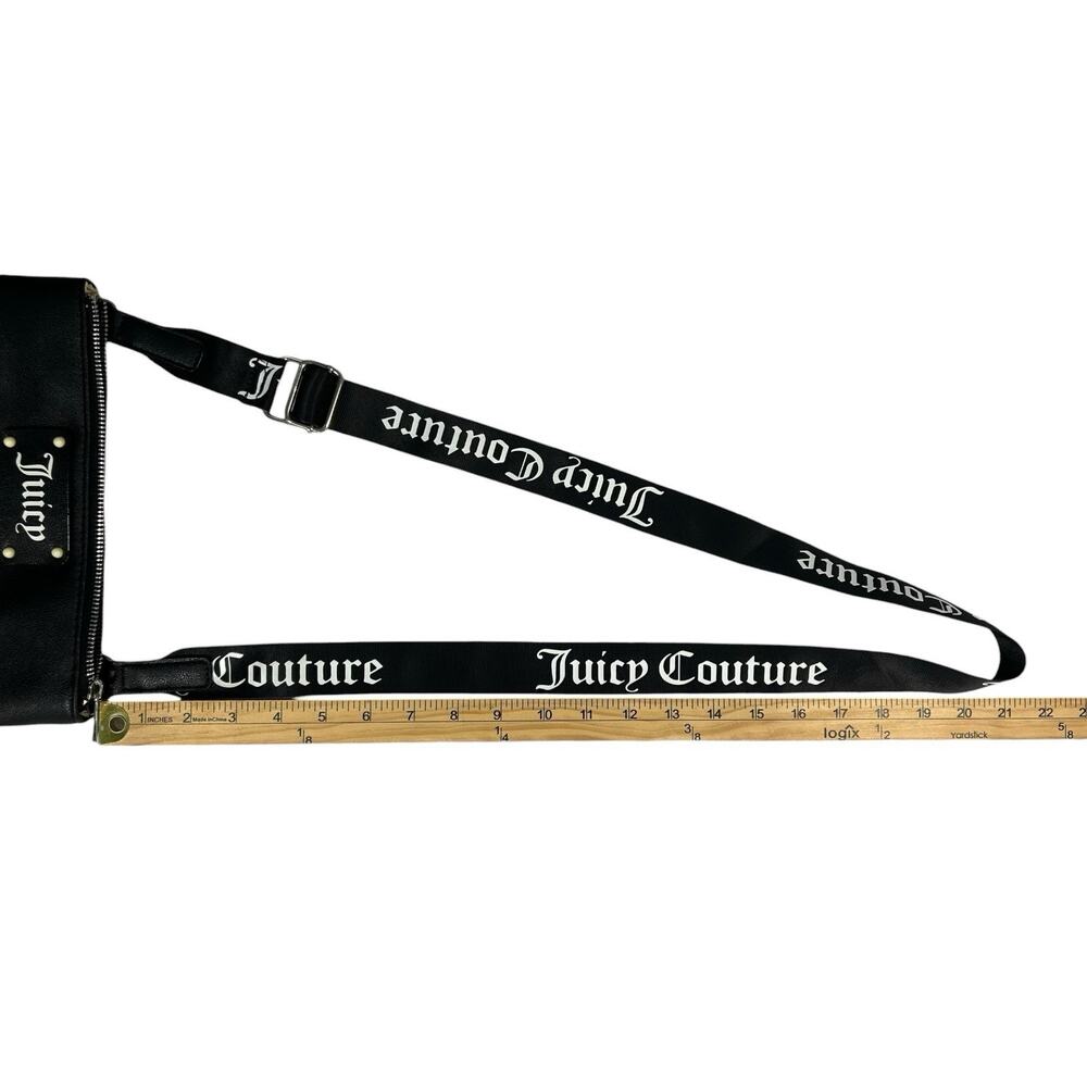 Juicy Couture Black White Crossbody Purse Bag Deboss Logo Adjustable Strap - Picture 8 of 10